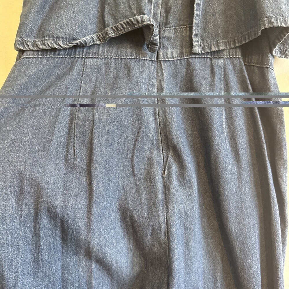 Miss Valley Women’s Size 10 Denim Jumpsuit “Cape-style overlay top” Wide Leg - Picture 10 of 14